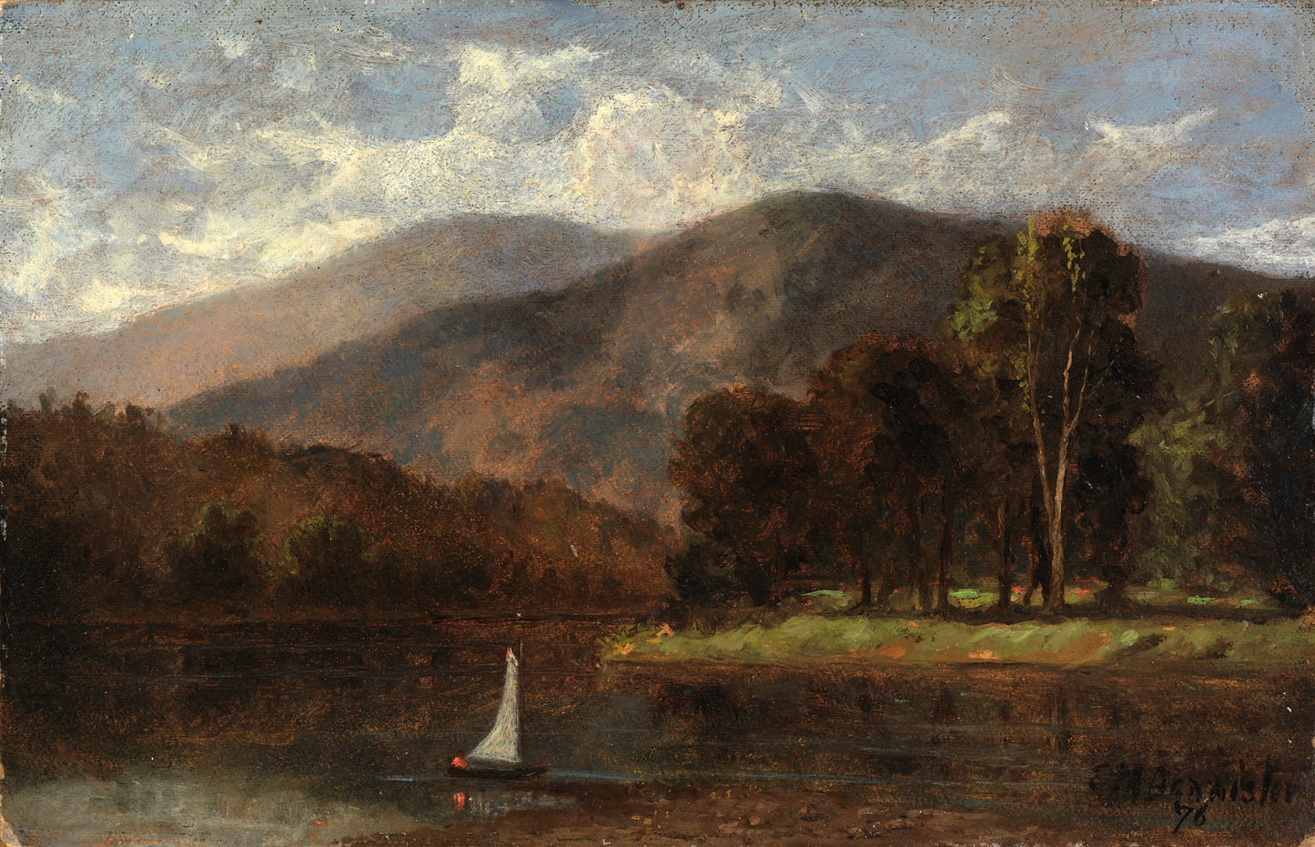 Edward Mitchell Bannister:Untitled (sailboat in river),16x12"(A3)Poster