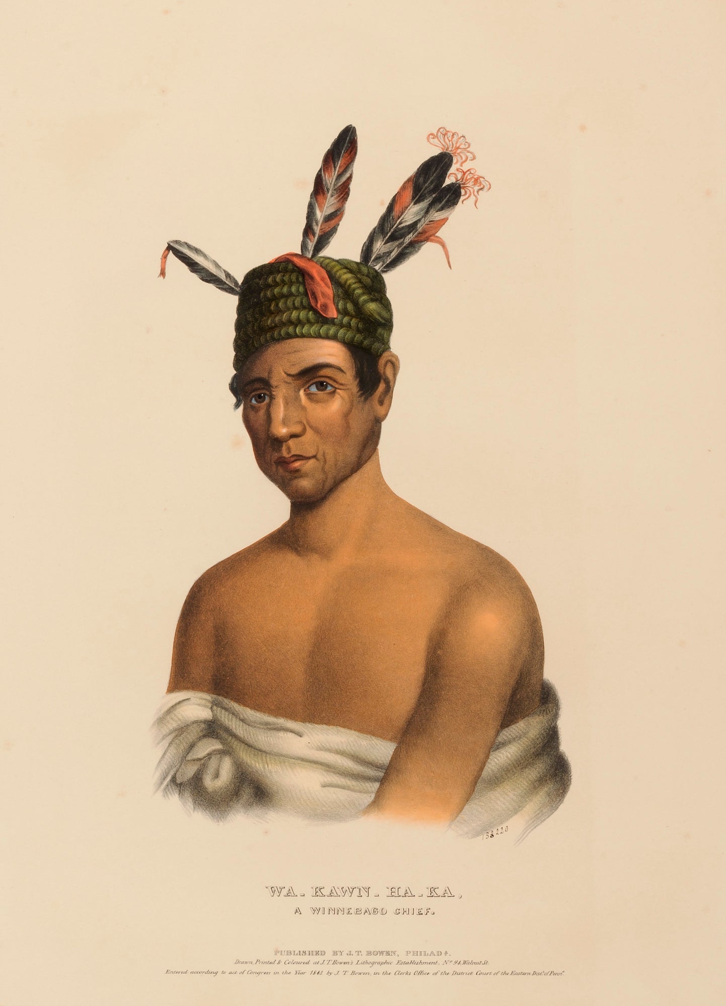 Charles Bird King:WA-KAWN-HA-KA, A WINNEBAGO CHIEF., from Hi,16x12"(A3)Poster
