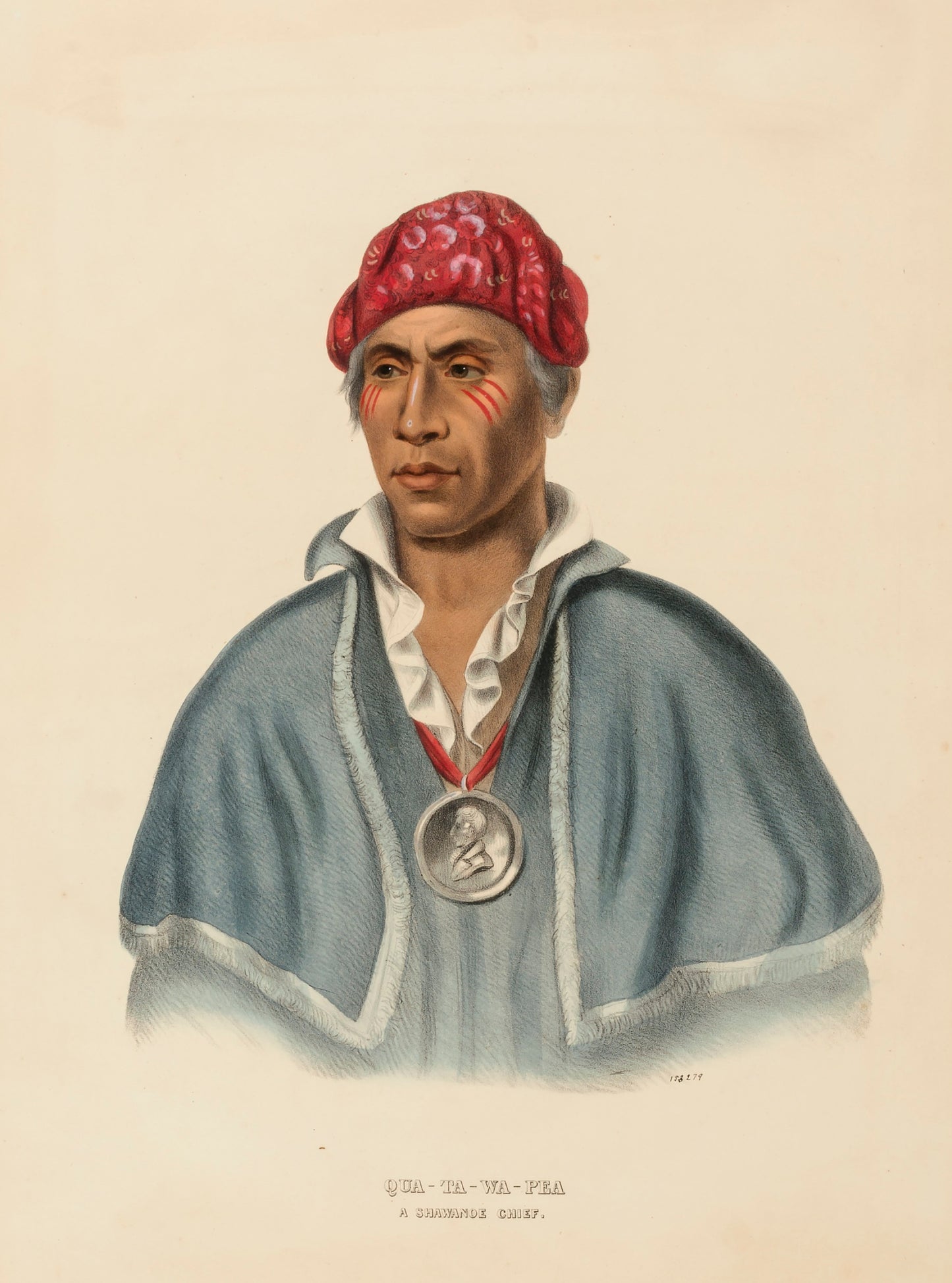 Charles Bird King:QUA-TA-WA-PLA. A SHAWANOE CHIEF from Histo,16x12"(A3)Poster