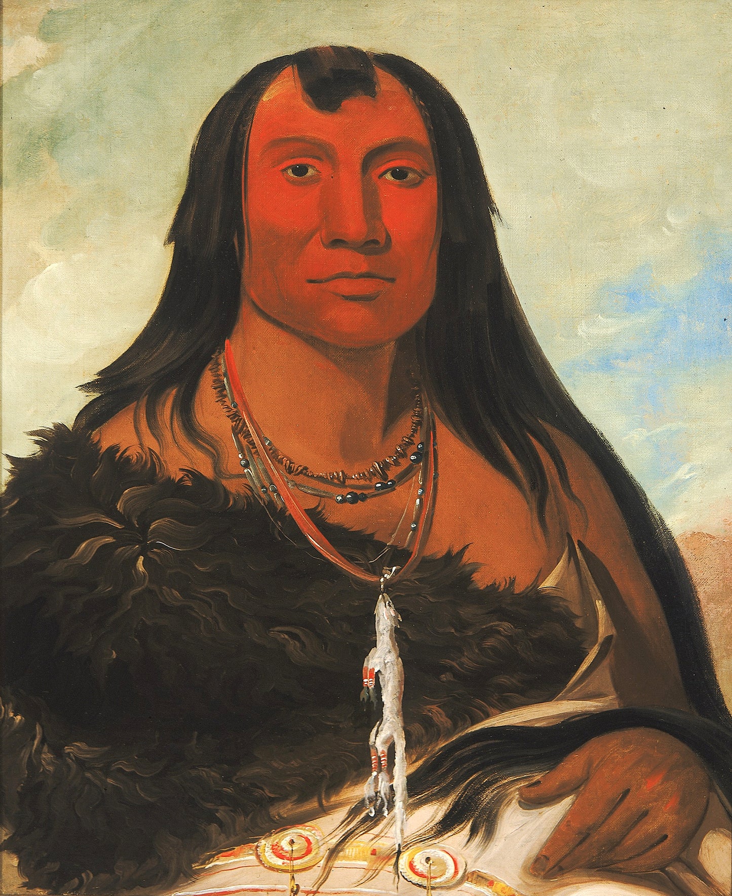 George Catlin:Cháh-ee-chópes, Four Wolves, a Chief in Mour,16x12"(A3)Poster