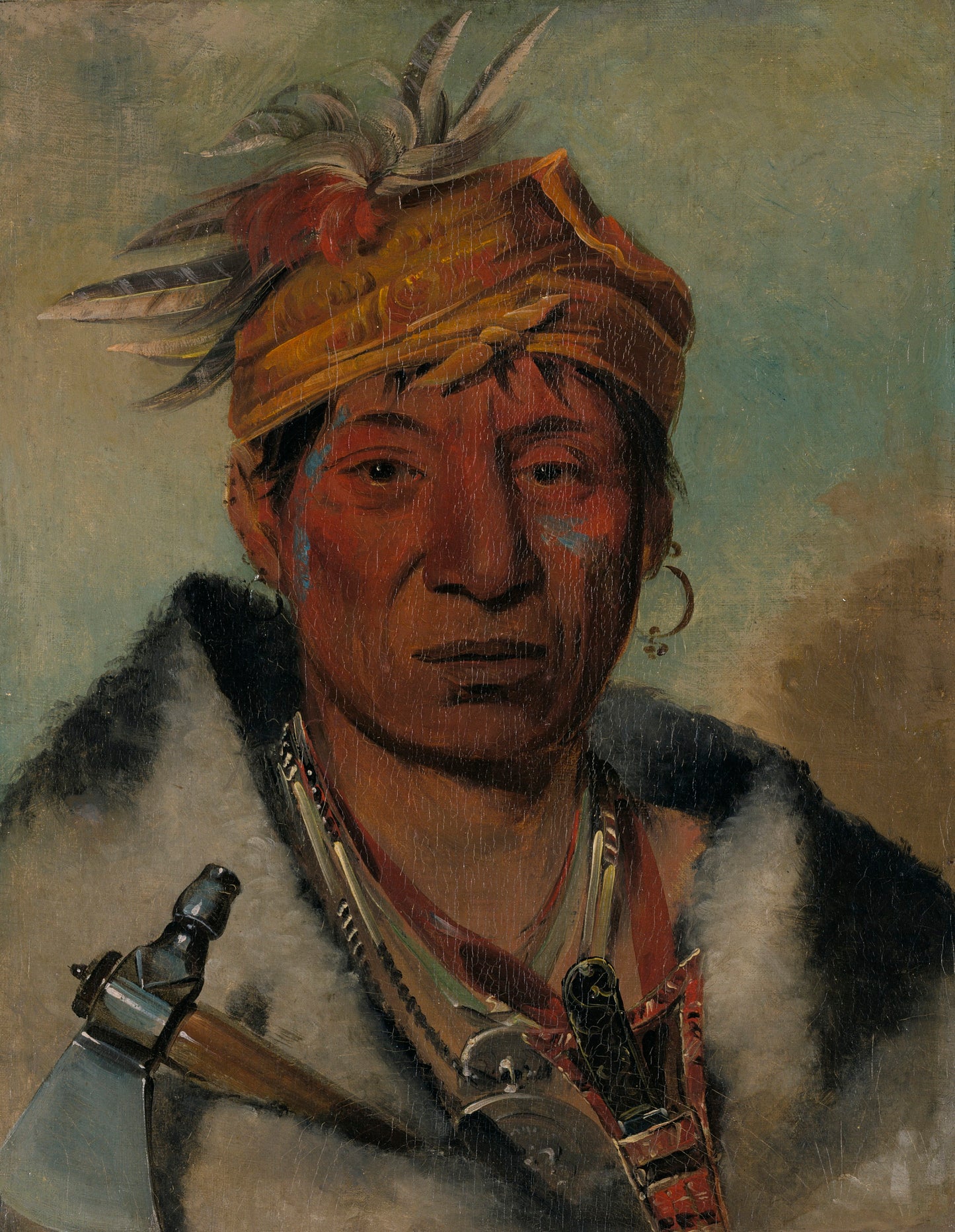 George Catlin:Ah-yaw-ne-tak-oár-ron, a Warrior,16x12"(A3)Poster