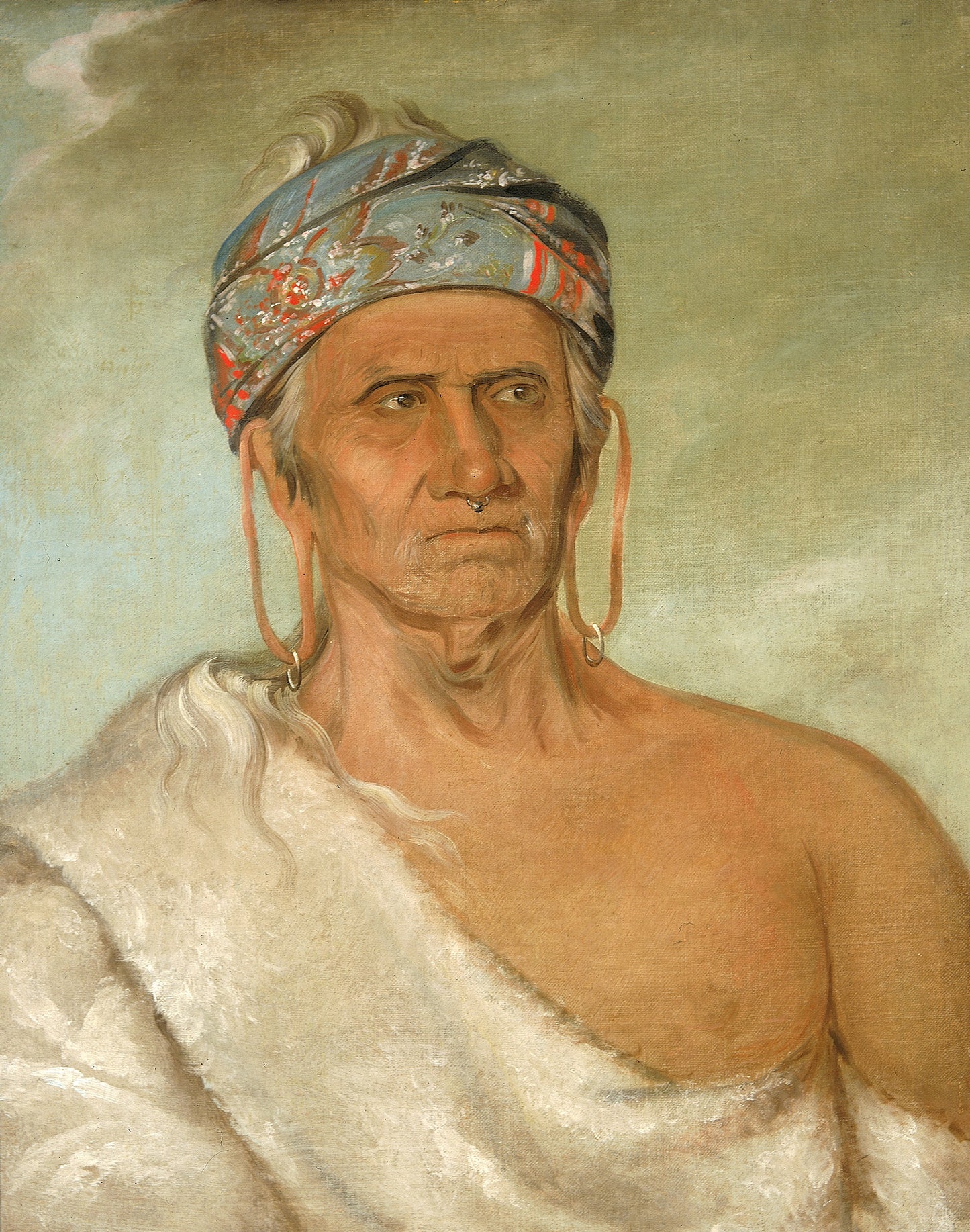 George Catlin:Lay-láw-she-kaw, Goes Up the River, an Aged C,16x12"(A3)Poster
