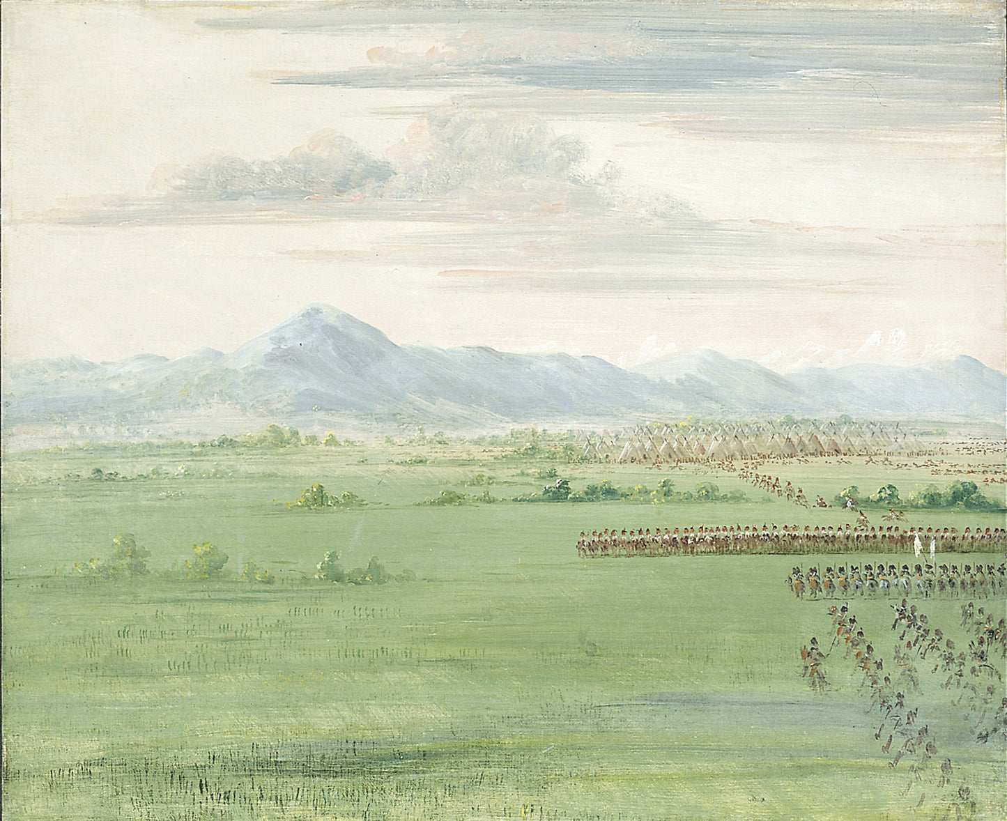 George Catlin:Comanche Warriors, with White Flag, Receiving ,16x12"(A3)Poster