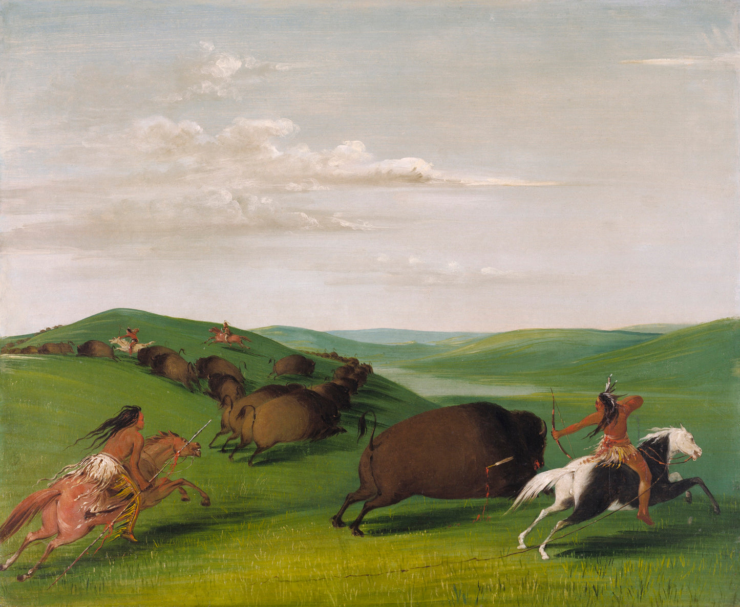 George Catlin:Buffalo Chase with Bows and Lances,16x12"(A3)Poster