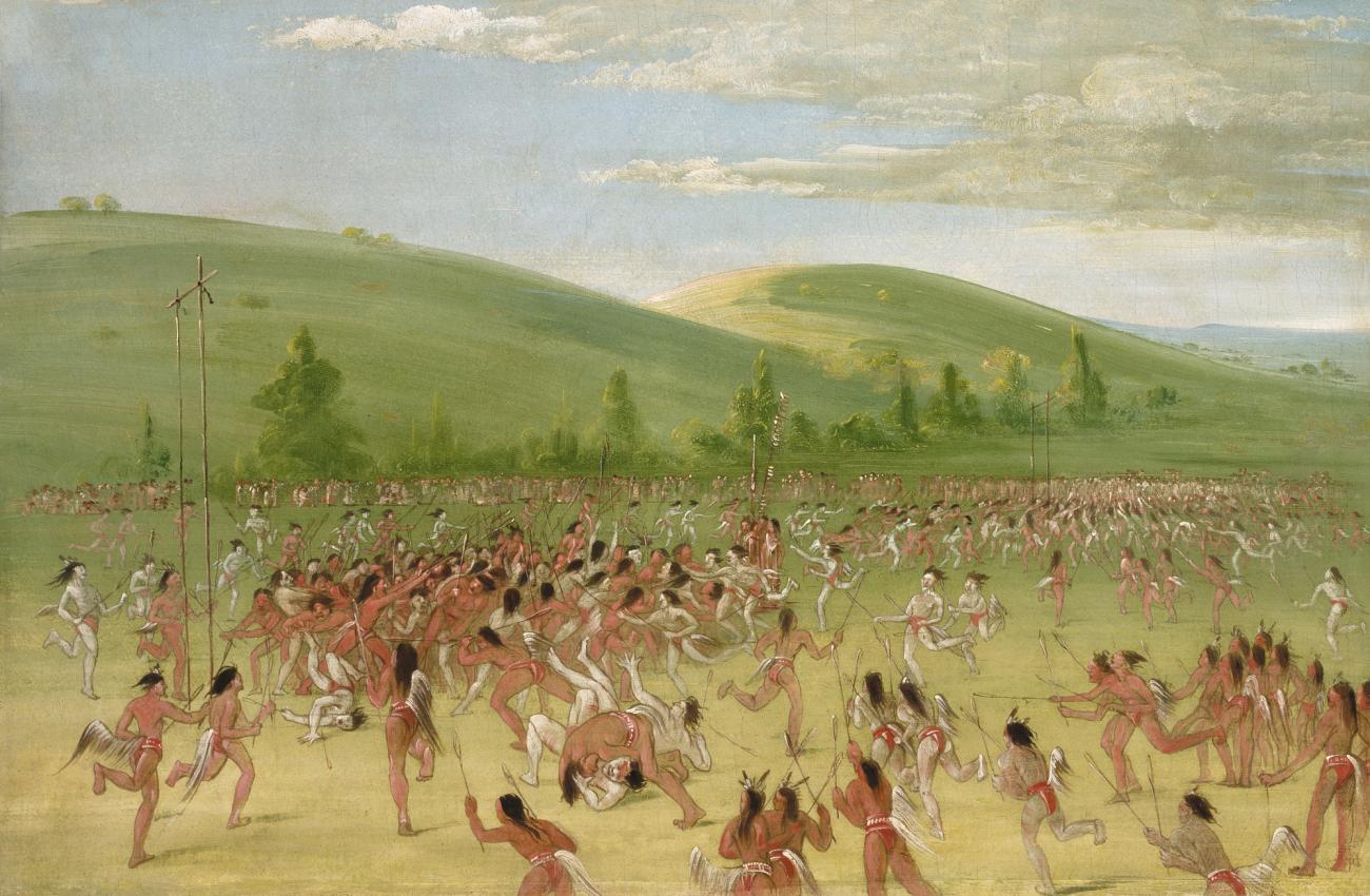 George Catlin:Ball-play of the Choctaw--ball up,16x12"(A3)Poster