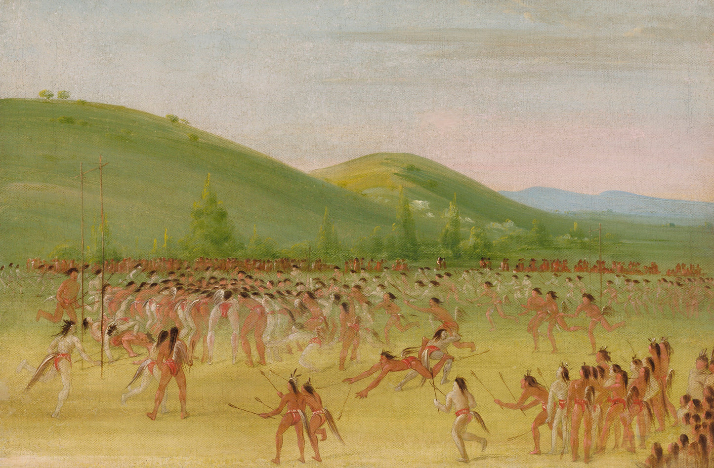 George Catlin:Ball-play of the Choctaw--Ball Down,16x12"(A3)Poster