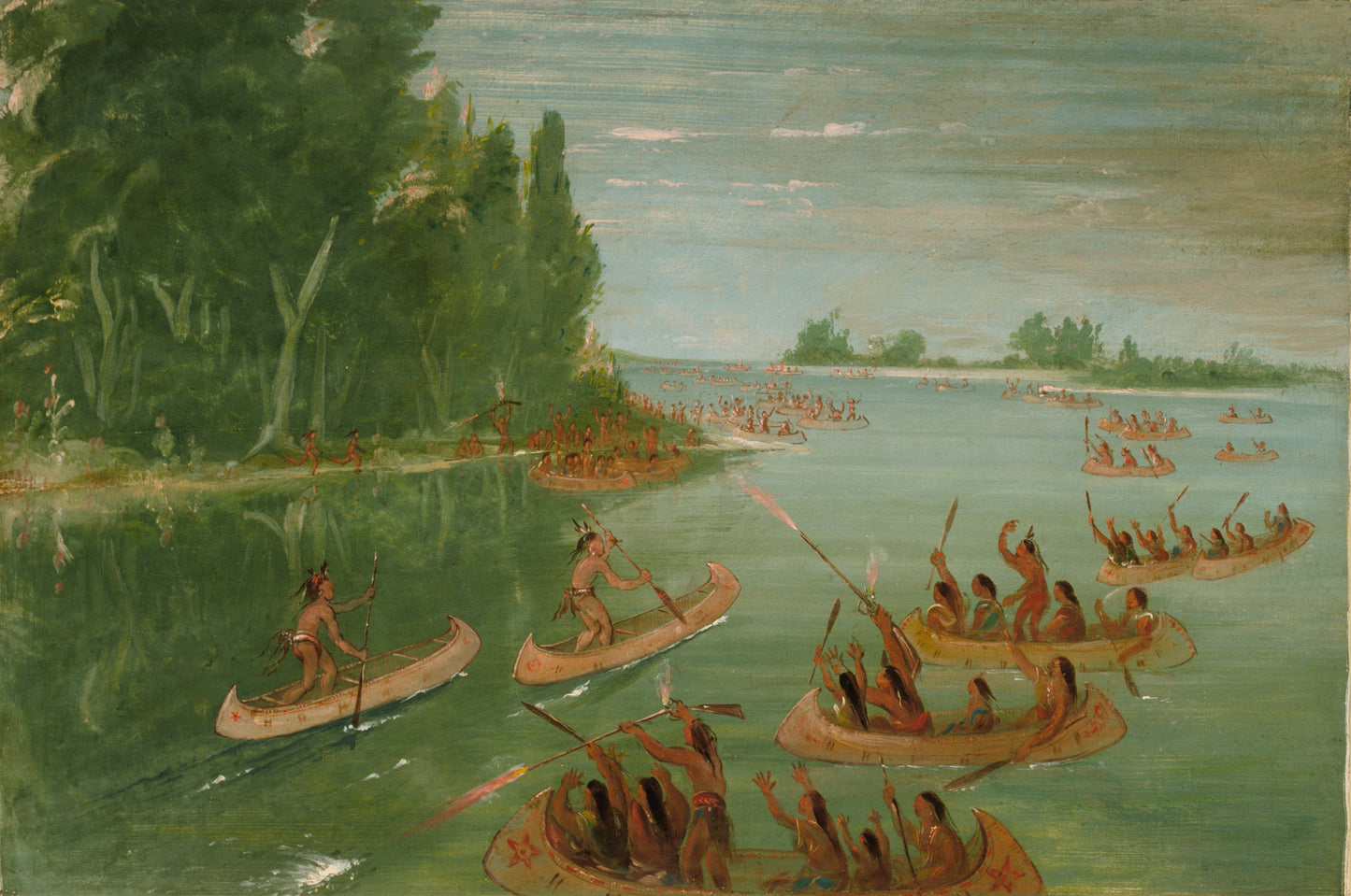 George Catlin:Canoe Race Near Sault Ste. Marie,16x12"(A3)Poster