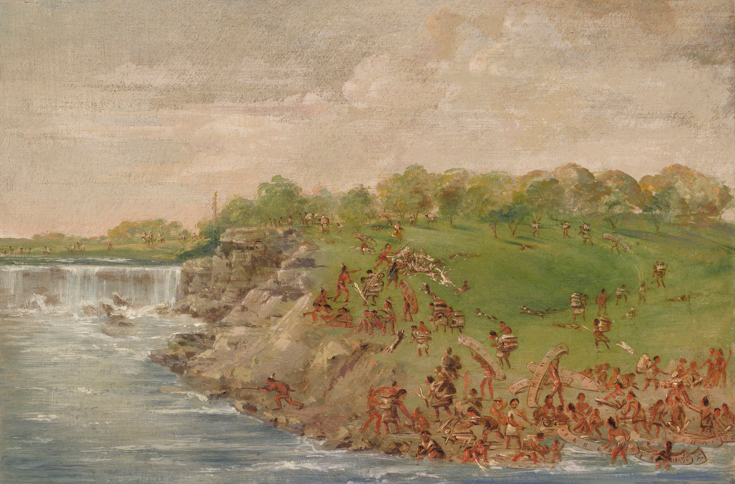 George Catlin:Ojibwa Portaging Around the Falls of St. Antho,16x12"(A3)Poster