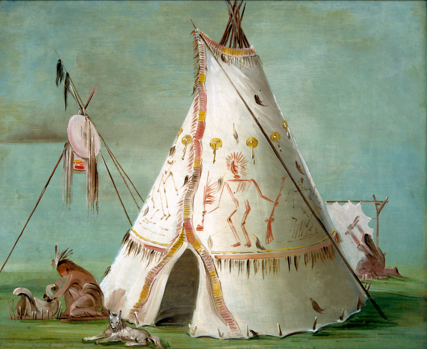 George Catlin:Crow Lodge of Twenty-five Buffalo Skins,16x12"(A3)Poster