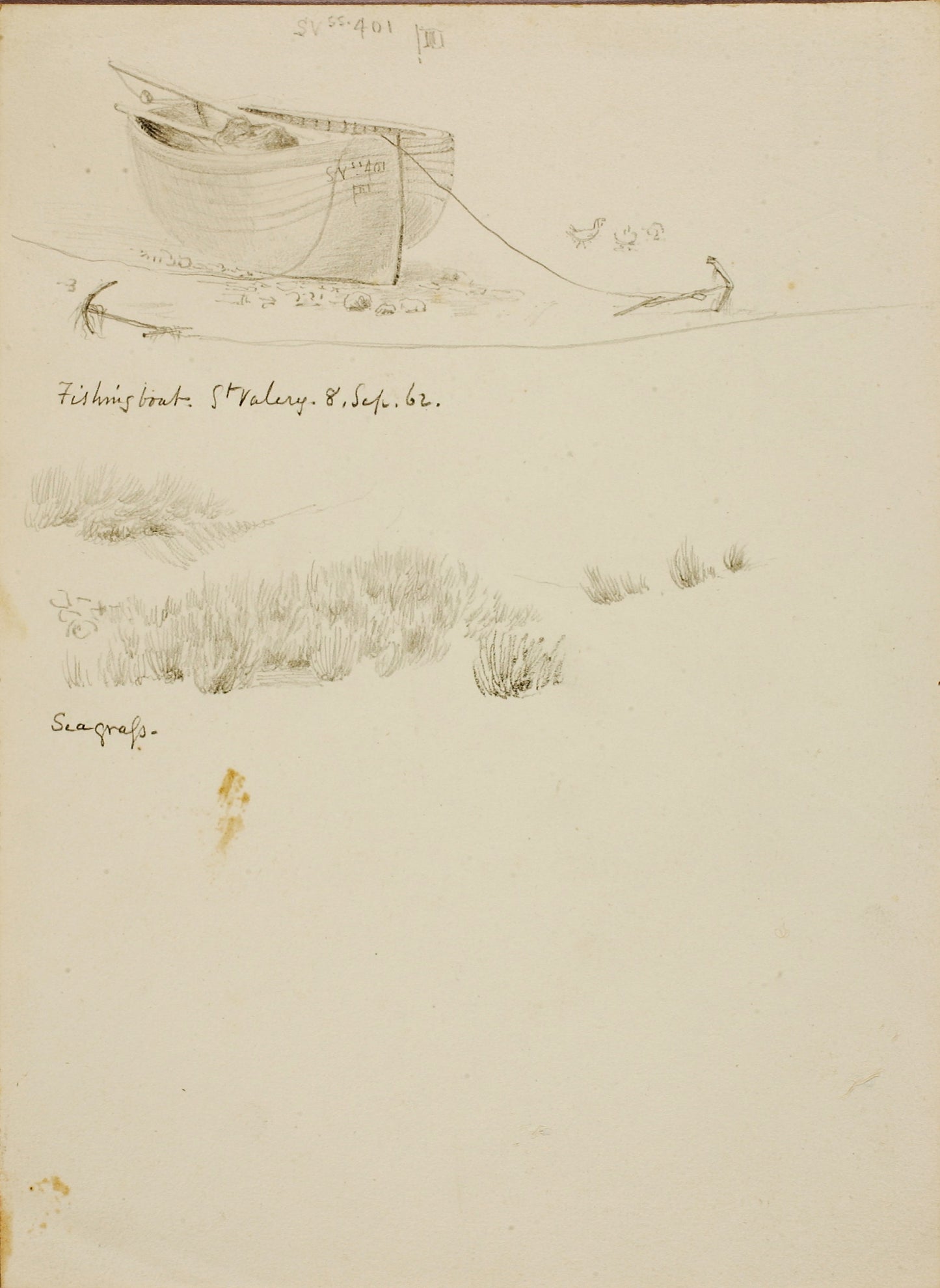 Miner Kilbourne Kellogg:Fishing Boat/Seagrass, St. Valery,16x12"(A3)Poster