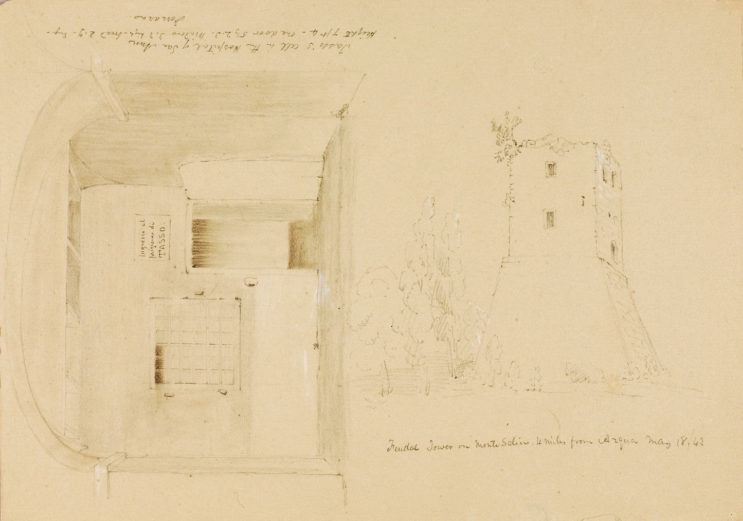 Miner Kilbourne Kellogg:Tasso's Cell/Feudal Tower,16x12"(A3)Poster