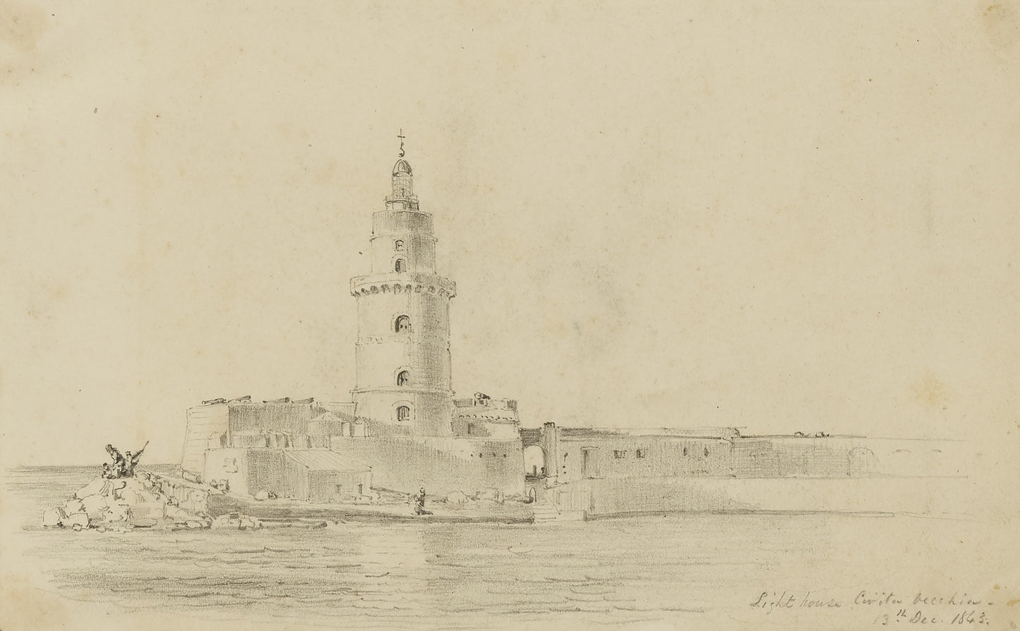 Miner Kilbourne Kellogg:Lighthouse, Civitavecchia,16x12"(A3)Poster