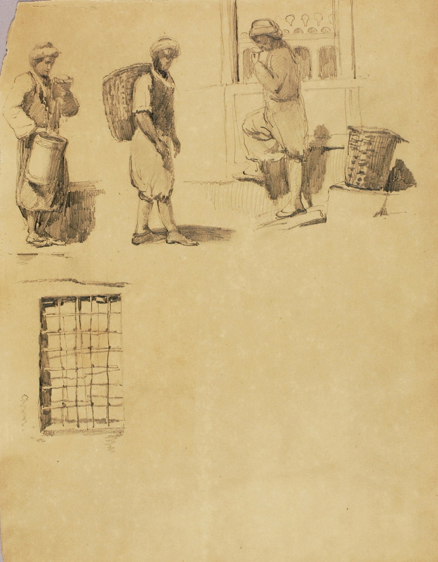 Miner Kilbourne Kellogg:Peasant Figures,16x12"(A3)Poster
