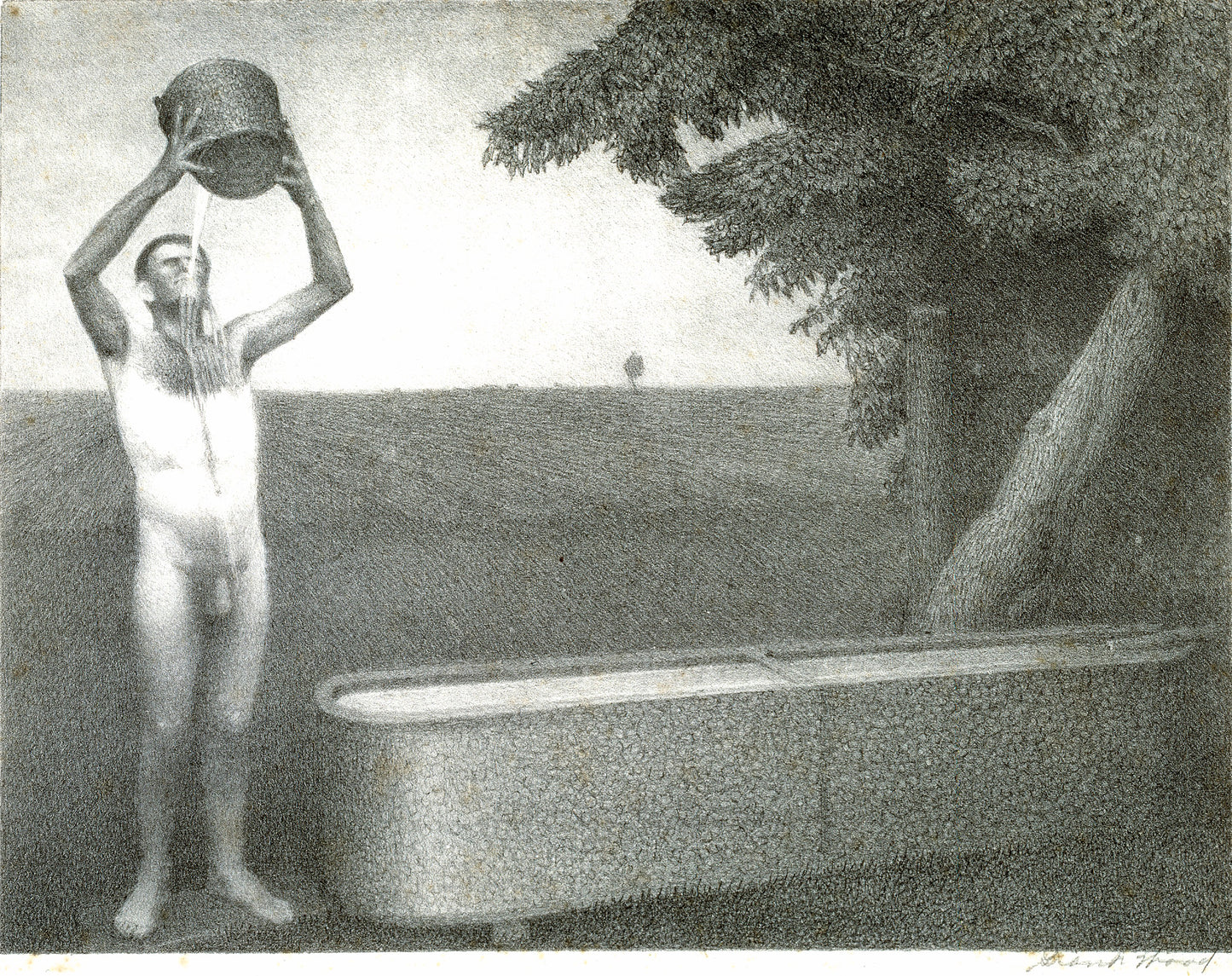 Grant Wood:Sultry Night,16x12"(A3)Poster