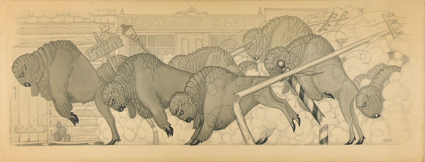 Grant Wood:Untitled, from suite "Savage Iowa" (Buffalo Stamp,16x12"(A3)Poster