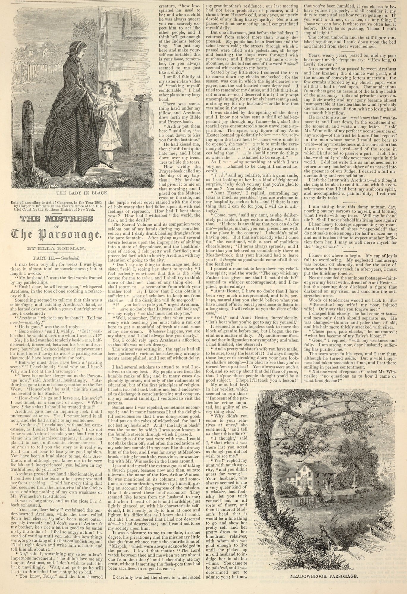 Winslow Homer:The Lady in Black, Meadowbrook Parsonage, from,16x12"(A3)Poster