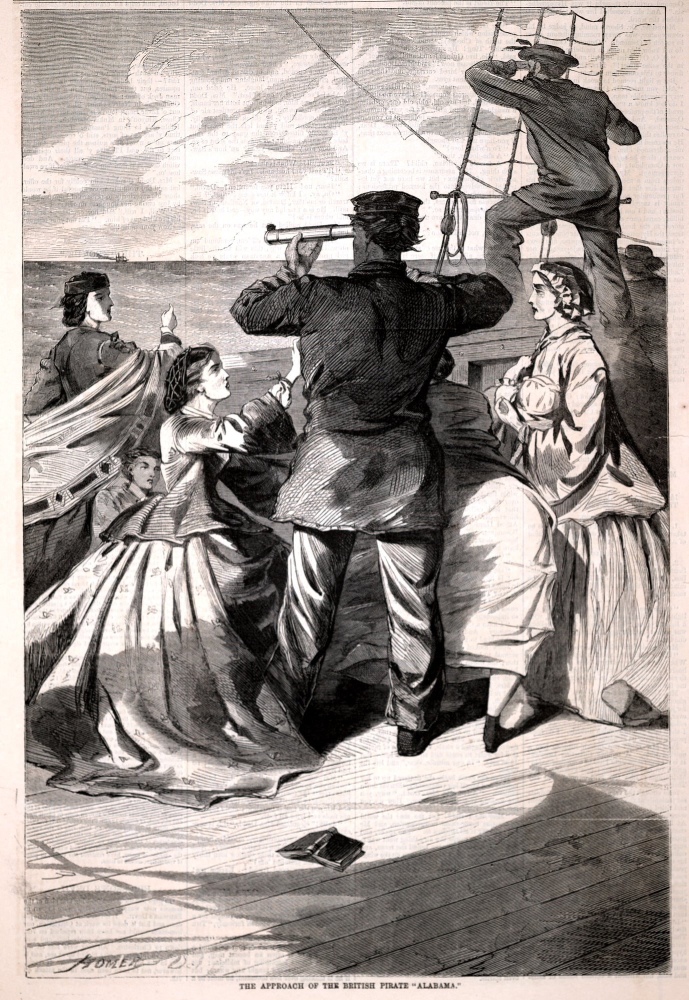 Winslow Homer:The Approach of the British Pirate "Alabama", ,16x12"(A3)Poster