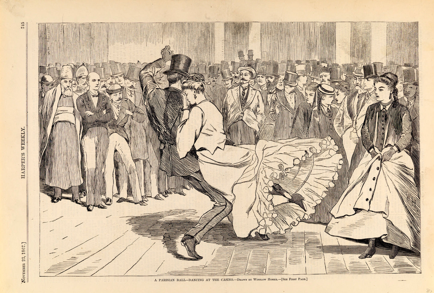 Winslow Homer:A Parisian Ball--Dancing at the Casino, from H,16x12"(A3)Poster