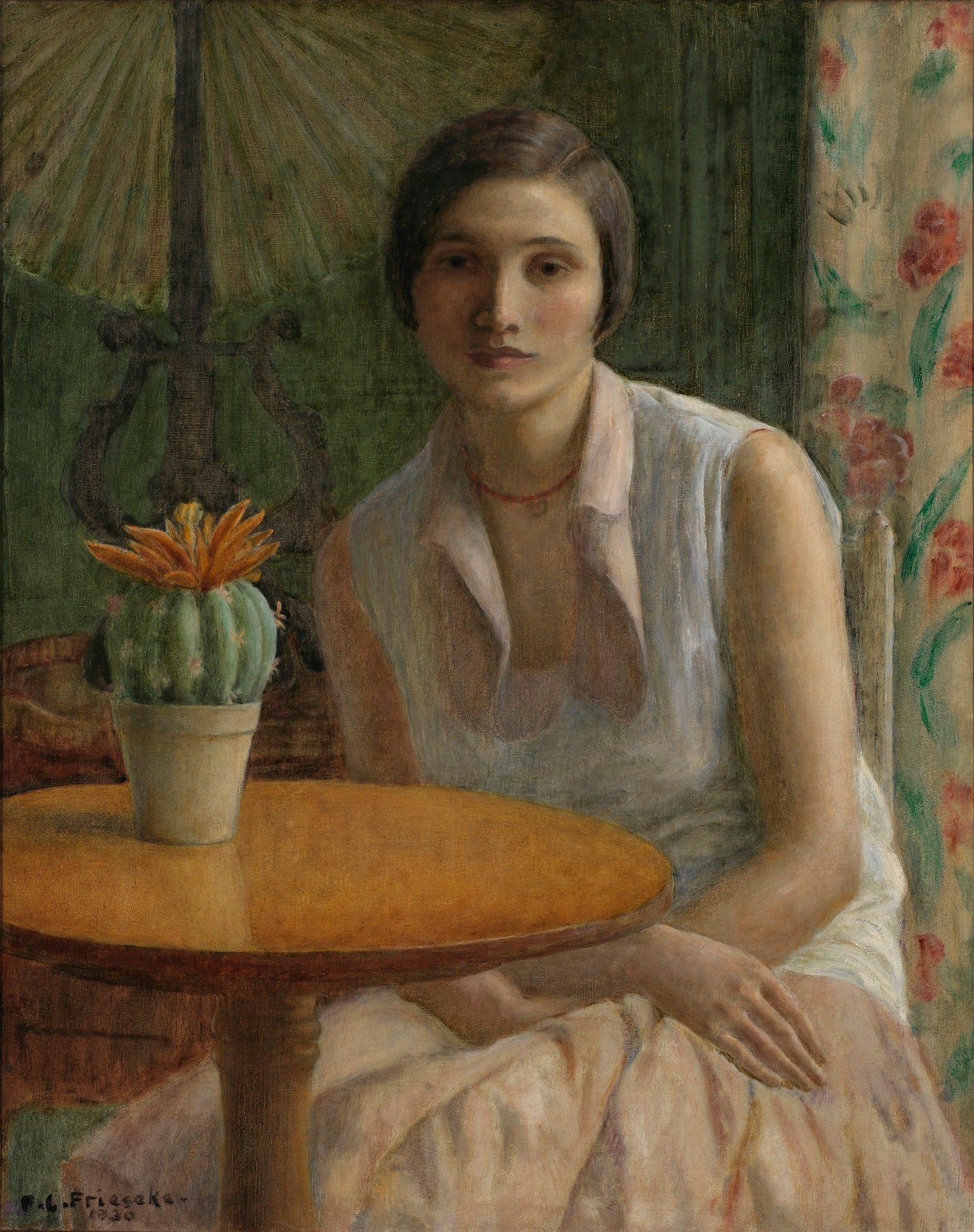Frederick Carl Frieseke:Portrait of a Woman (with Cactus),16x12"(A3)Poster