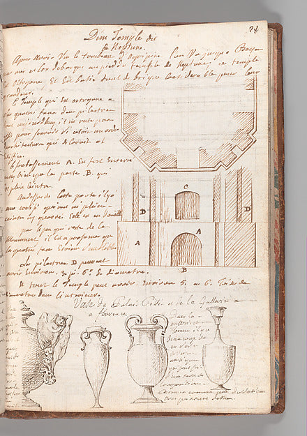 Notebook with Views of the Excavations at Herculaneum and of O, Poster Print Wall Art