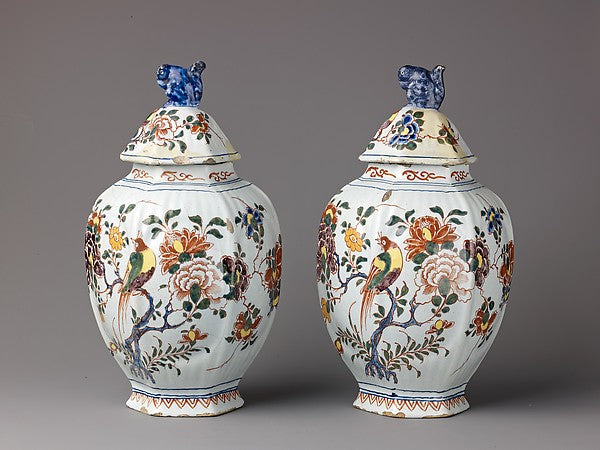 :Covered Jar polychrome floral decoration handle on cover in-16x12"(A3) Poster
