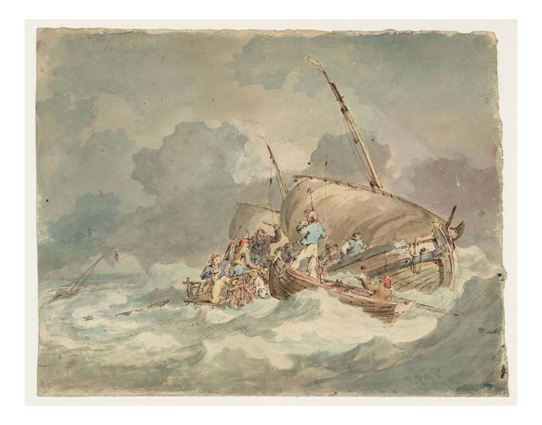 Sailors Getting Pigs on Board a Boat in a Choppy Sea, 1792-93 by John Mallord William Turner RA, 12x8"(A4) Poster
