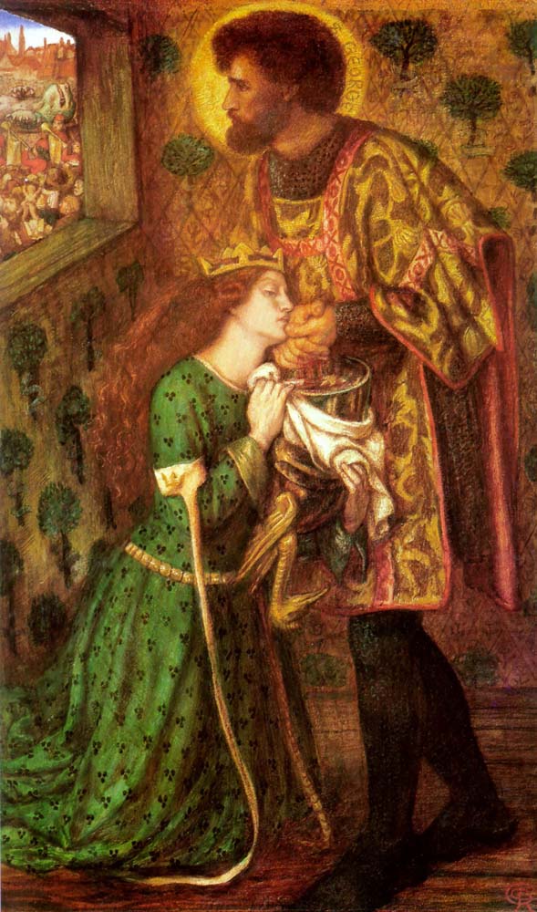 Saint George and the Princess Sabra, 1862 by Dante Gabriel Rossetti, pre-Raphaelite artist, 12x8" (A4) Poster