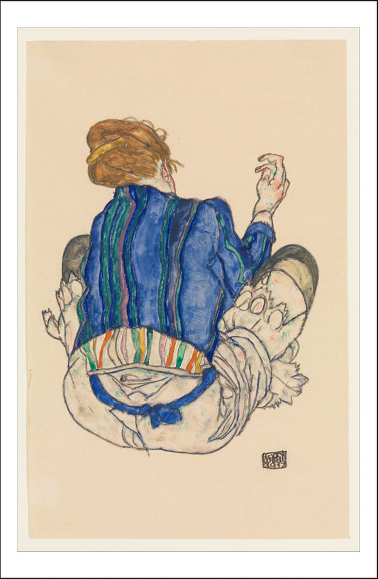 Seated Woman, Back View 1917 by Egon Schiele, 12x8" (A4) Poster Print