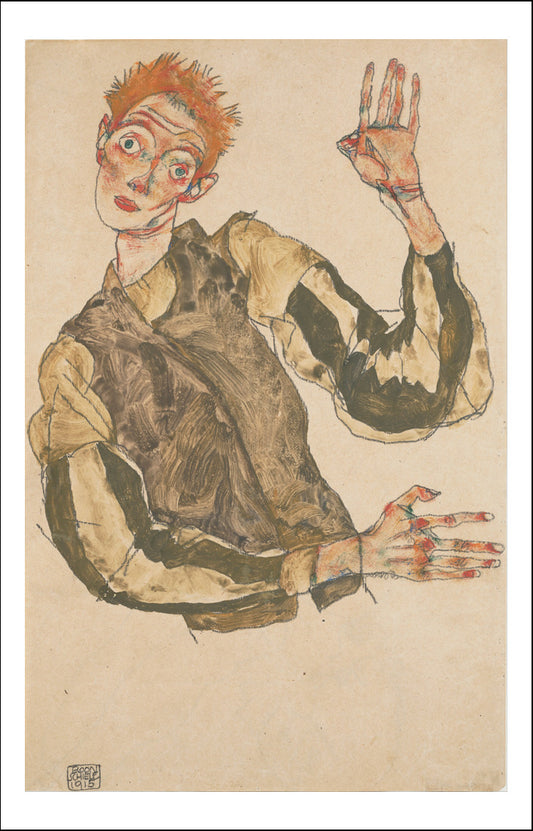 Self Portrait by Egon Schiele, 12x8" (A4) Poster Print