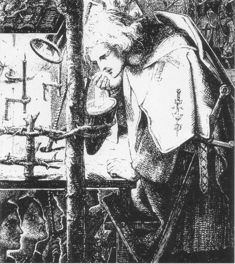 Sir Galahad at the Ruined Chapel, 1855 by Dante Gabriel Rossetti, English Pre-Raphaelite Painter,12x8"(A4) Poster Print