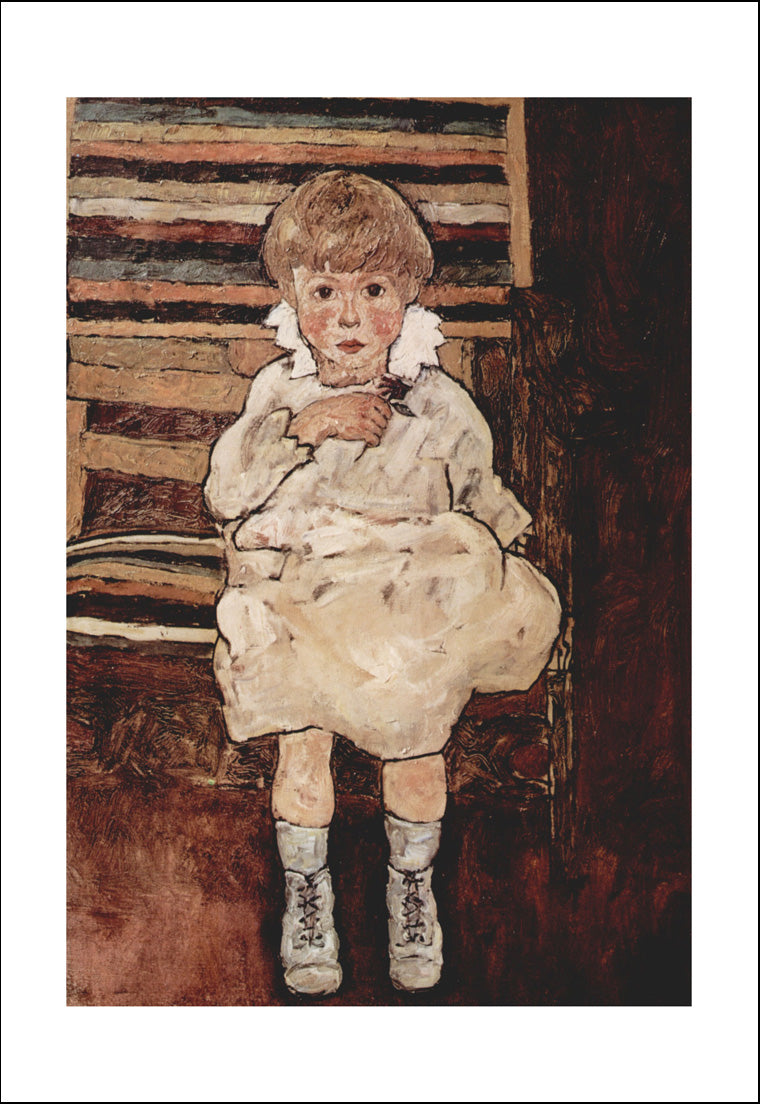 Sitting child by Egon Schiele, 12x8" (A4) Poster Print
