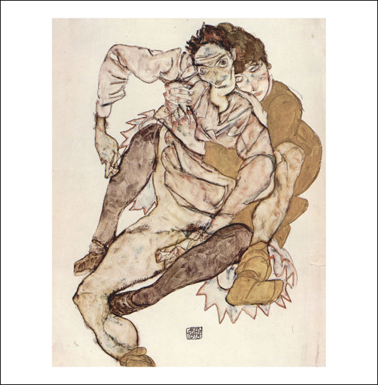 Sitting Couple Sitting Couple2 by Egon Schiele, 12x8" (A4) Poster Print
