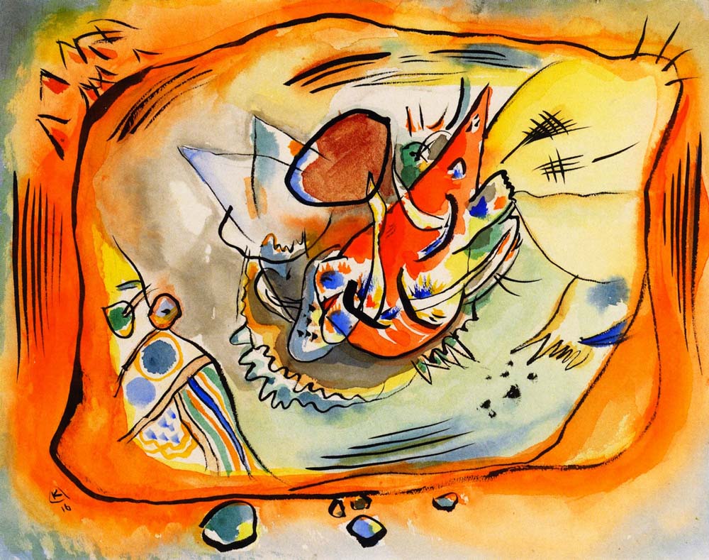 Sketch for a Painting with Orange Border - Wassily Kandinsky -1916 by Wassily Kandinsky, 12x8"(A4) Poster Print