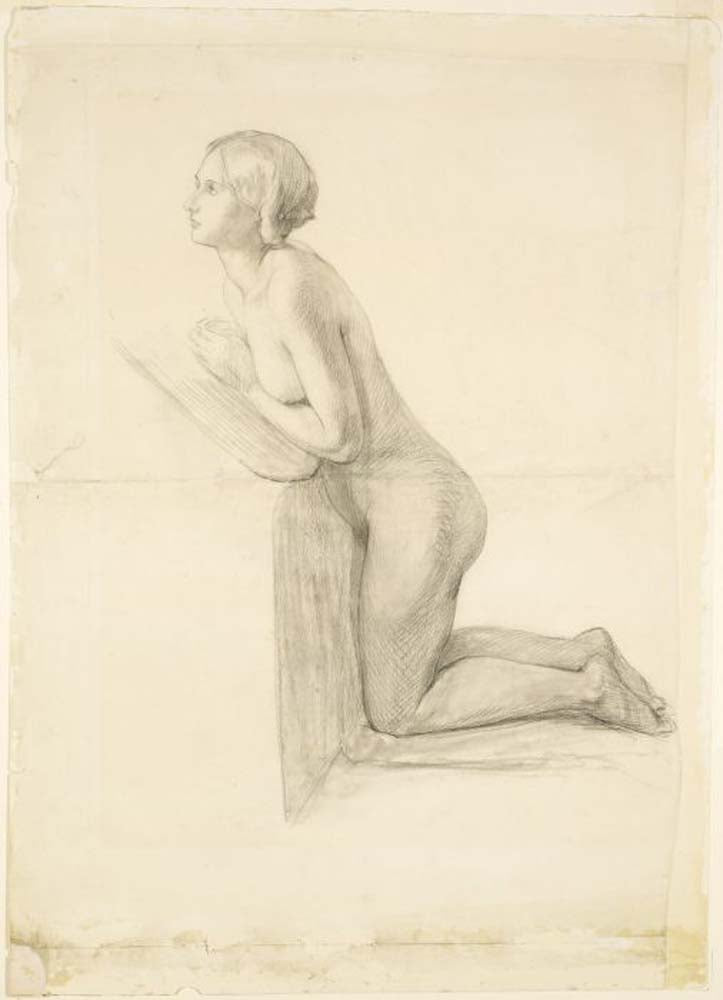 St Elizabeth of Hungary - Female Nude - , 1852 by Dante Gabriel Rossetti, English Pre-Raphaelite Painter,12x8"(A4) Poster Print