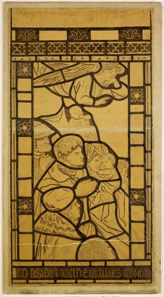 Stained Glass Cartoon - Sermon on The Mount I, 1861 by Dante Gabriel Rossetti, pre-Raphaelite artist, 16x12" (A3) Poster