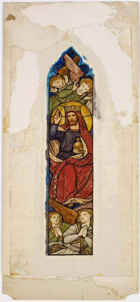 Stained Glass Design - Majesty, Christ in Glory, ca1861-62 by Dante Gabriel Rossetti, pre-Raphaelite artist, 12x8" (A4) Poster