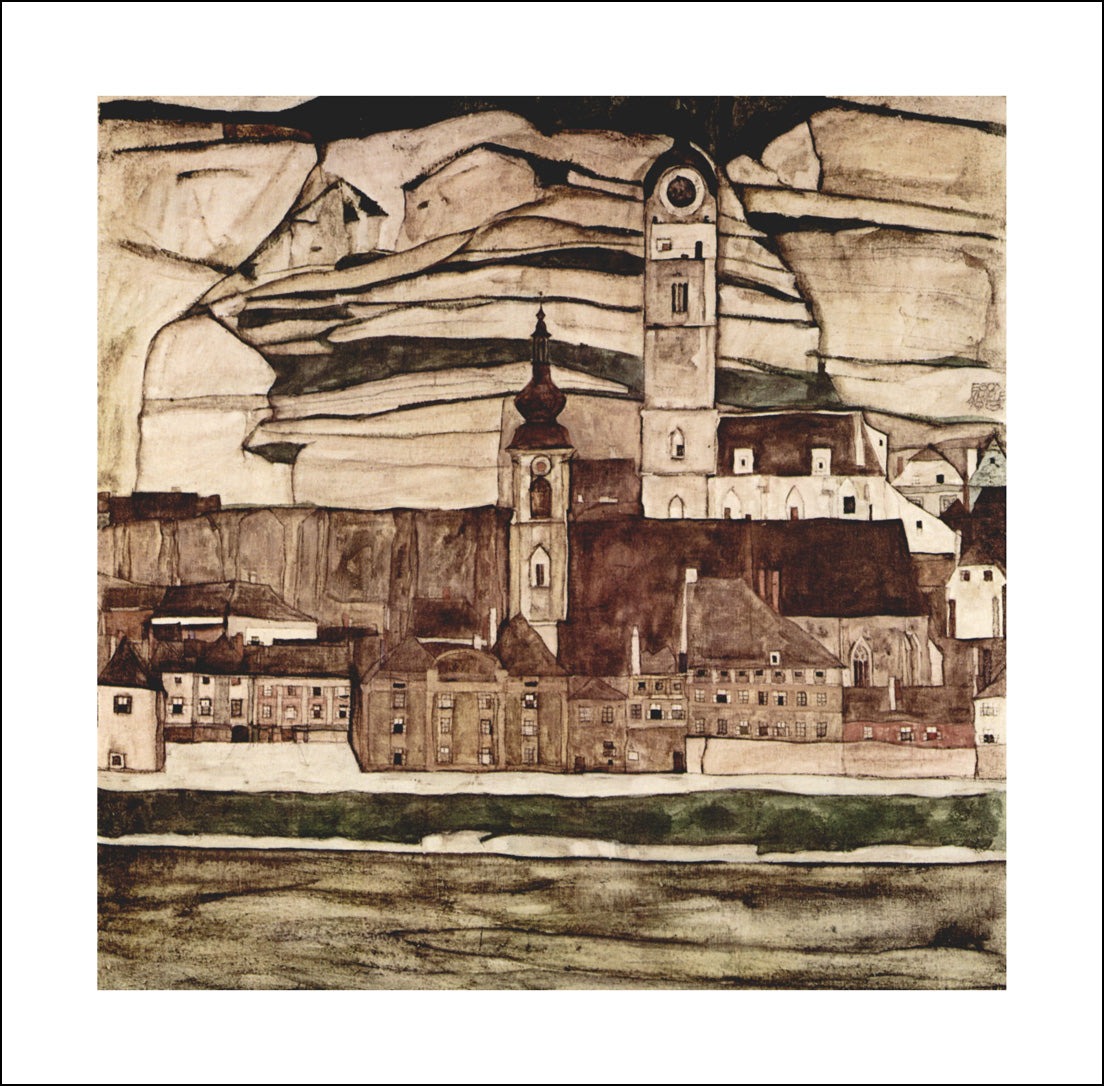 Stone on the Danube II by Egon Schiele, 12x8" (A4) Poster Print