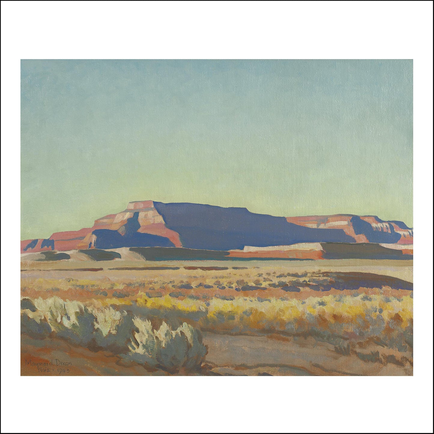 Striped Mesa by Maynard Dixon, Classic American Western Art, 16x12" (A3) Poster Print
