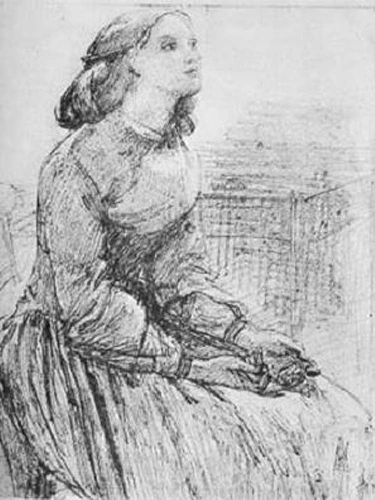 for Beatrice (Portrait E.Siddal), 1850 by Dante Gabriel Rossetti, English Pre-Raphaelite Painter,16x12"(A3) Poster Print