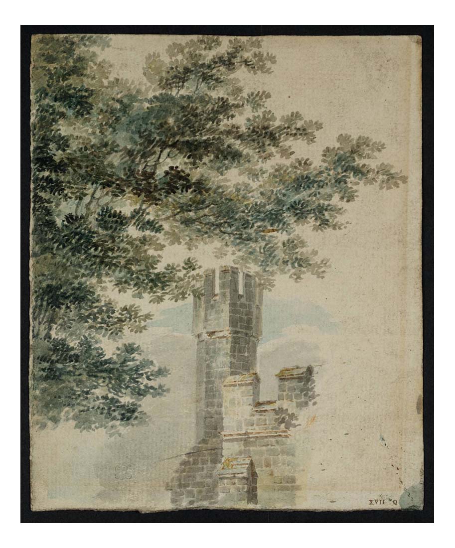 Study of Foliage and a Turret at Battle Abbey (after Michael Angelo Rooker), 1792 by John Mallord William Turner RA, 12x8"(A4) Poster
