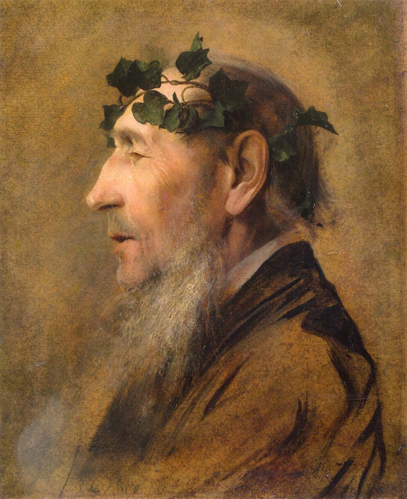 Study of an Old Man with Ivy Wreath - Gustav Klimt - 1888-1890, A4 Poster Print