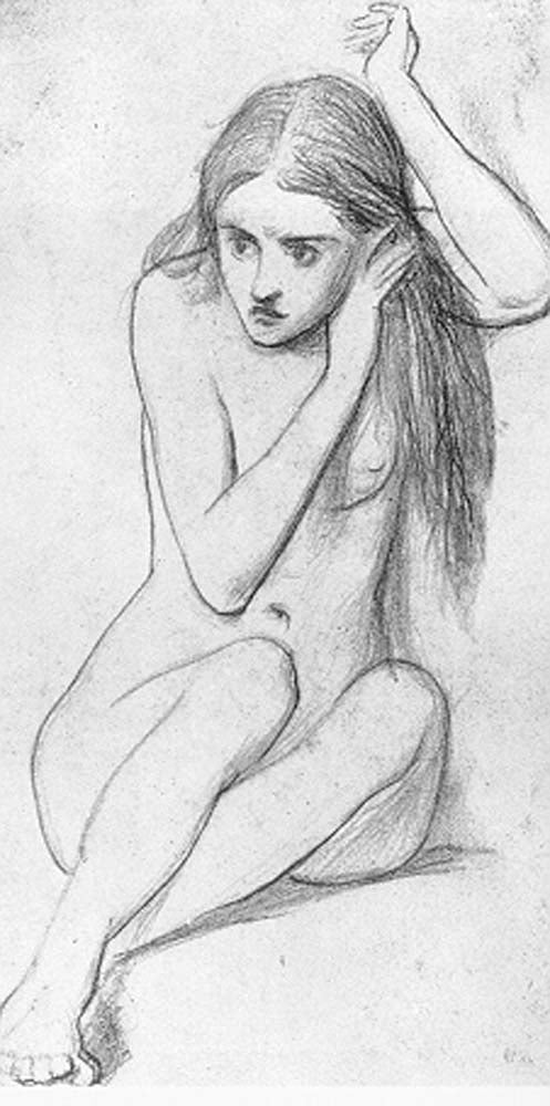 the figure of the Virgin by Dante Gabriel Rossetti, English Pre-Raphaelite Painter,12x8"(A4) Poster Print