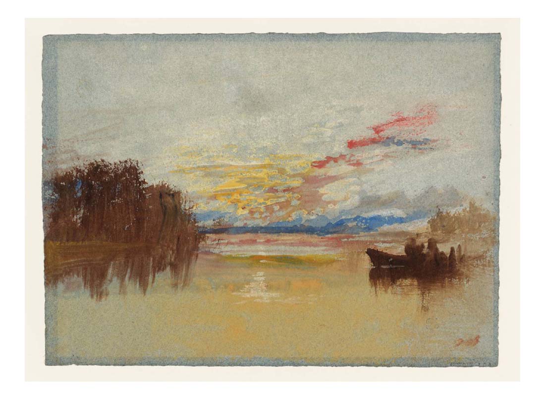 Sunset, A Boat on a River, 1827 by John Mallord William Turner RA, 12x8"(A4) Poster
