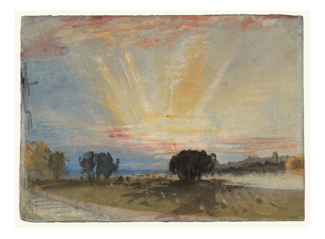Sunset across the Park from the Terrace of Petworth House, 1827 by John Mallord William Turner RA, 12x8"(A4) Poster