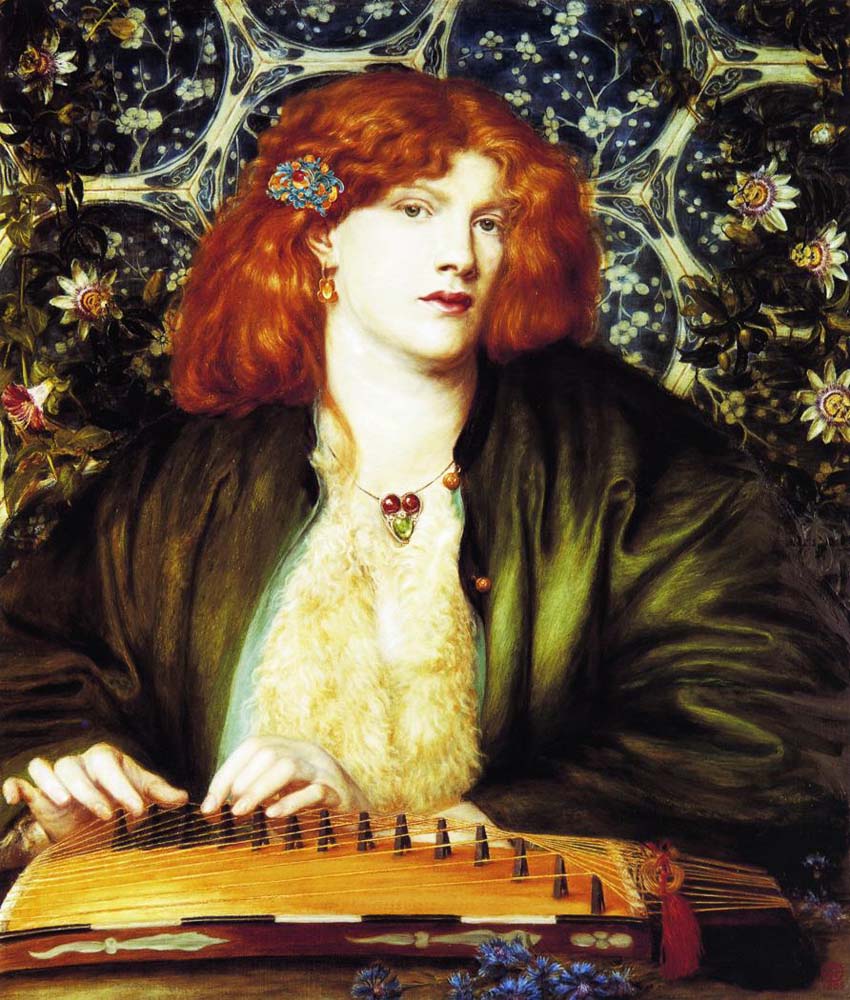 The Bleu Bower (Fanny Conforth), 1865 by Dante Gabriel Rossetti, pre-Raphaelite artist, 12x8" (A4) Poster
