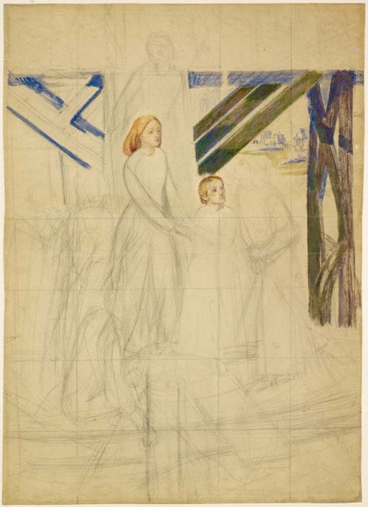 The Boat of Love - Compositional , 1854-56 by Dante Gabriel Rossetti, English Pre-Raphaelite Painter,16x12"(A3) Poster Print