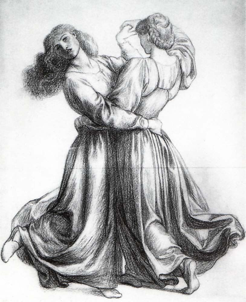 The Bower Meadow -  (also known as Dancing Girls), 1872 by Dante Gabriel Rossetti, English Pre-Raphaelite Painter