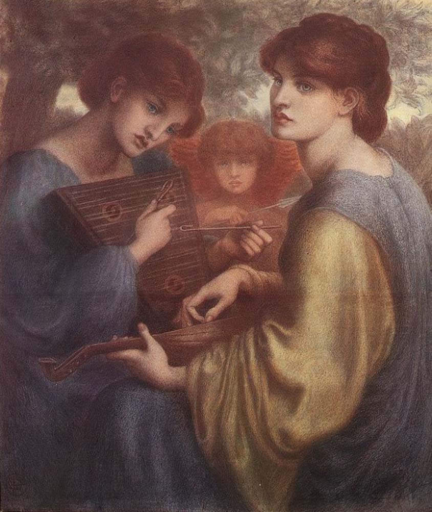 The Bower Meadow - study, ca1871-72 by Dante Gabriel Rossetti, pre-Raphaelite artist, 16x12" (A3) Poster