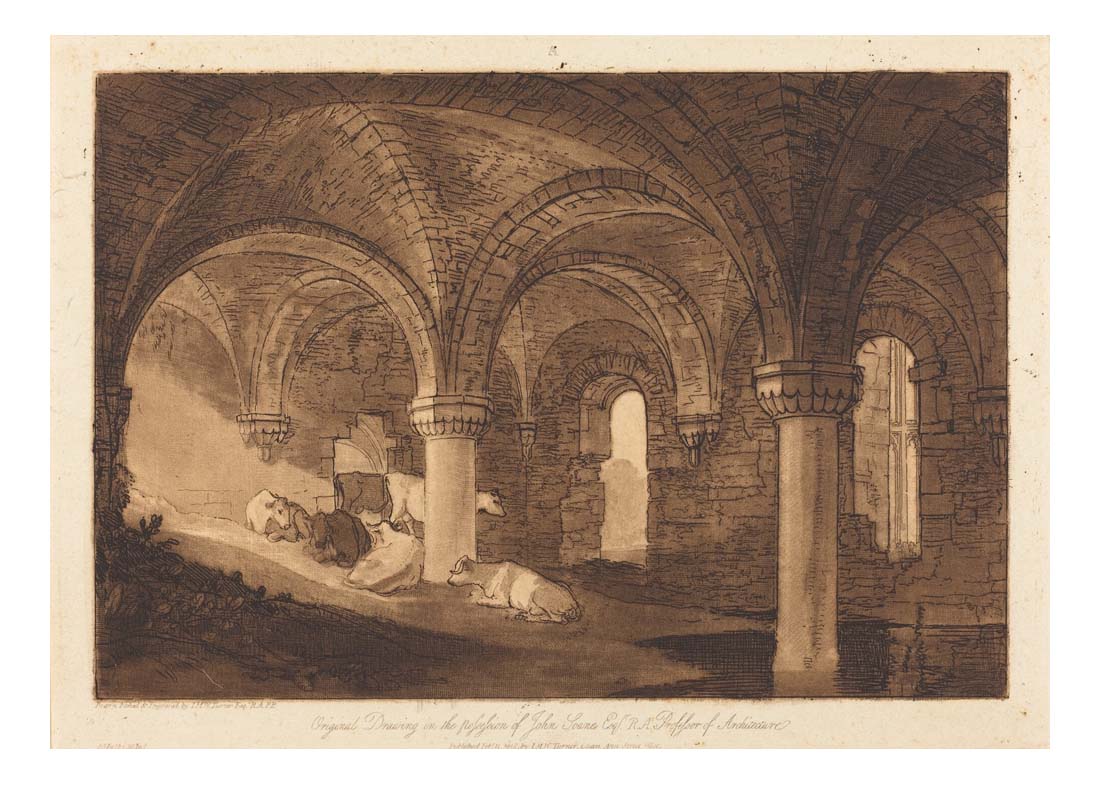 The Crypt of Kirkstall Abbey, 1812 by John Mallord William Turner RA, 12x8"(A4) Poster