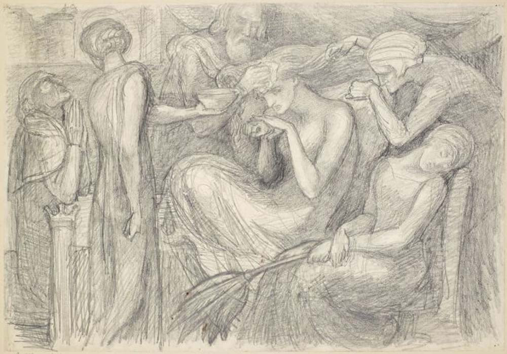 The Death of Lady Macbeth - Compositional , ca1875 by Dante Gabriel Rossetti, English Pre-Raphaelite Painter,12x8"(A4) Poster Print